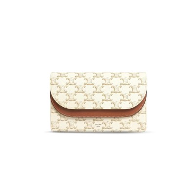 CELINE CROSSBODY BAG IN TRIOMPHE CANVAS AND SMOOTH LAMBSKIN 10D852CG9.01TA (20*11.5cm)
